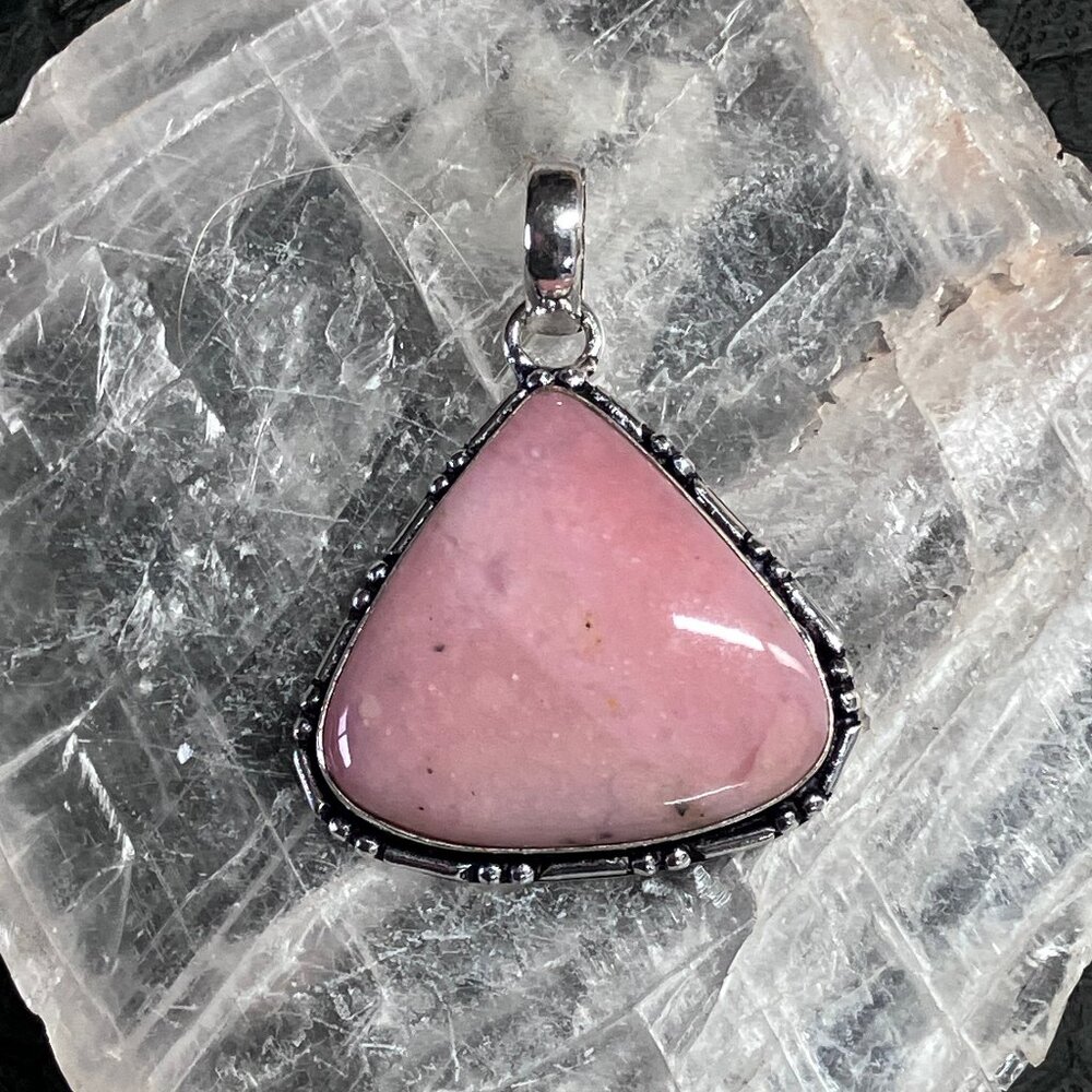 Triangular Pink Opal Pendant Crystal Stone Jewelry - image 5
